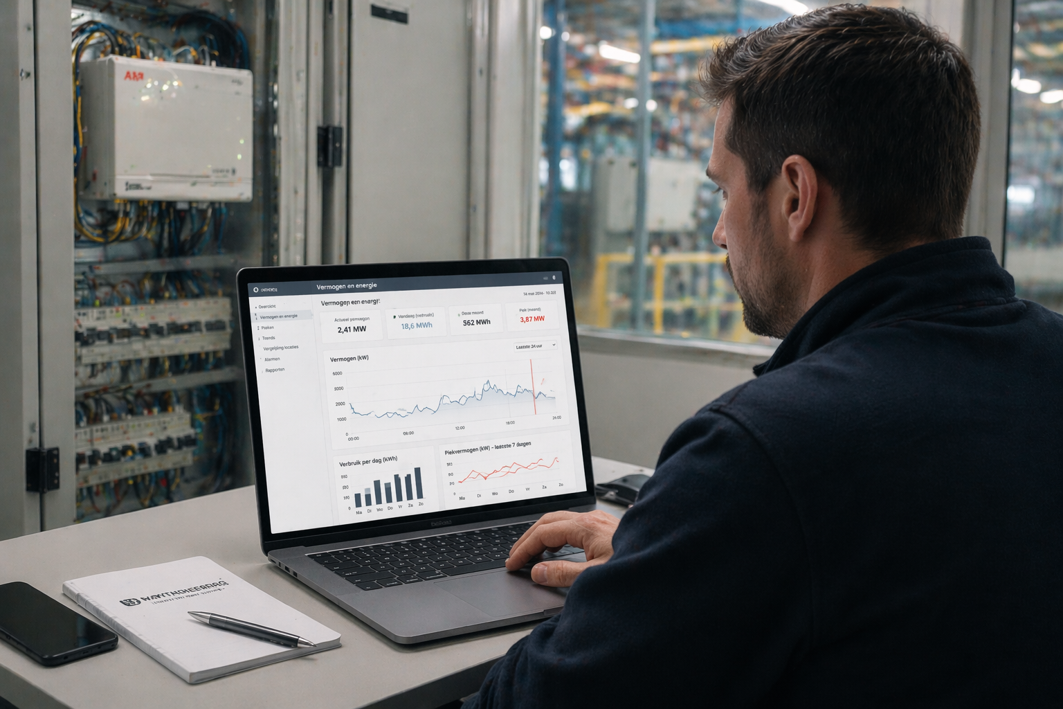 Analyse van vermogen en energie in een industriële omgeving