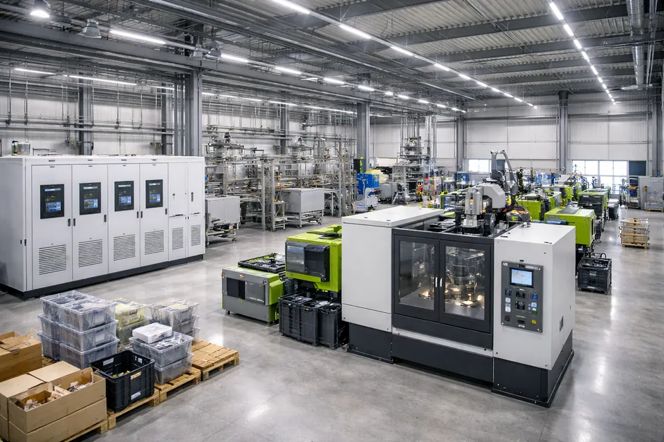 Moderne industriële productiehal met machines